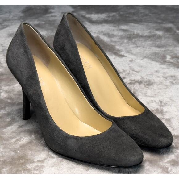 Ralph Lauren Gray Suede Almond Toe Pumps Heels Womens Size 7.5 - Picture 1 of 16